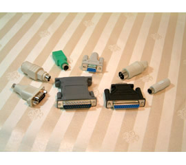 Adaptor (Adapter), DB9 to DB25, Din to Mini Din, DB9 to Din, Mini Din to USB.