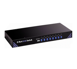 8-port 19”Rackmount KVM Switch w/ Front-panel Buttons and Keyboard Hotkey Control