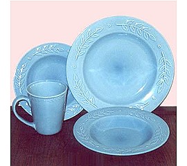 Solid Blue Dinner Set with Emboss Design and without Logo