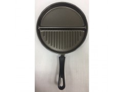 2 Sections Dual Fry Pan multiple cooking Carbon Steel Non-Stick