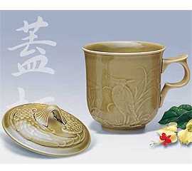 Liven Floral Cup Glazed One Piece(Green tea)