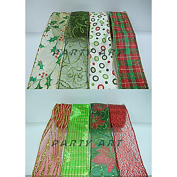 Holly/Circle/Plaid/Poinsettia Xmas Decorative Ribbons