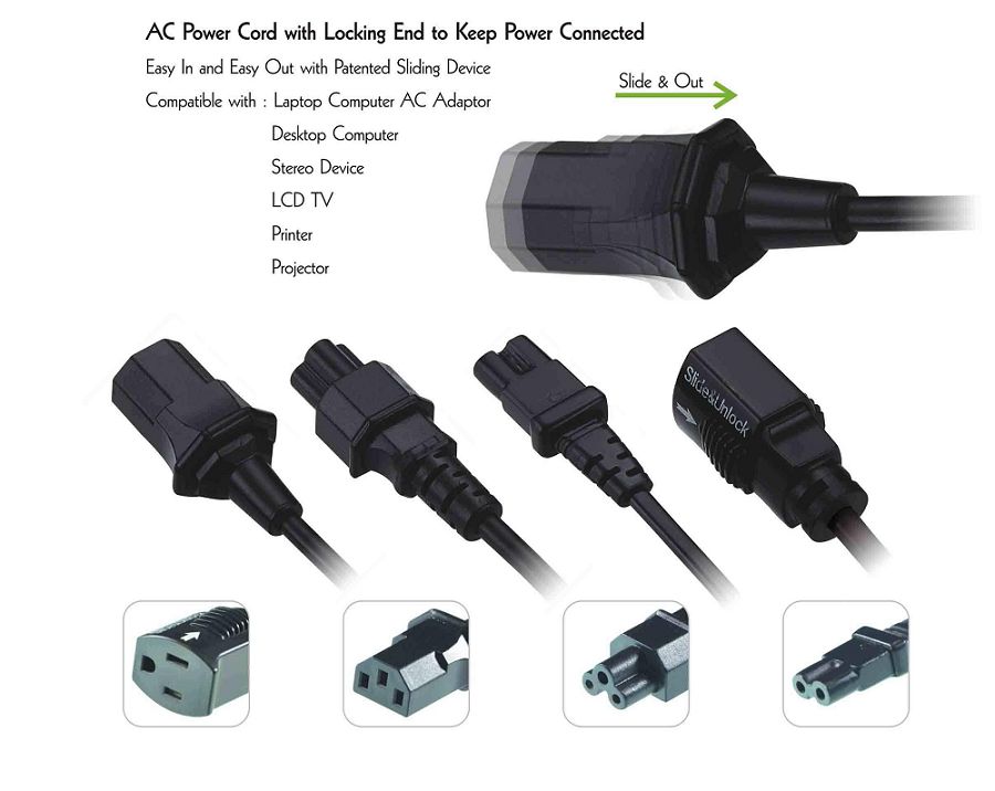 Security Locking AC Power Cord series