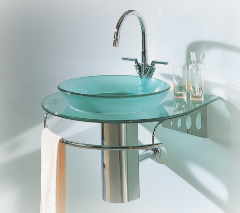Glass basin set with glass top