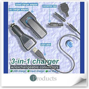 3-in-1 (USB/Travel/Car) Charger